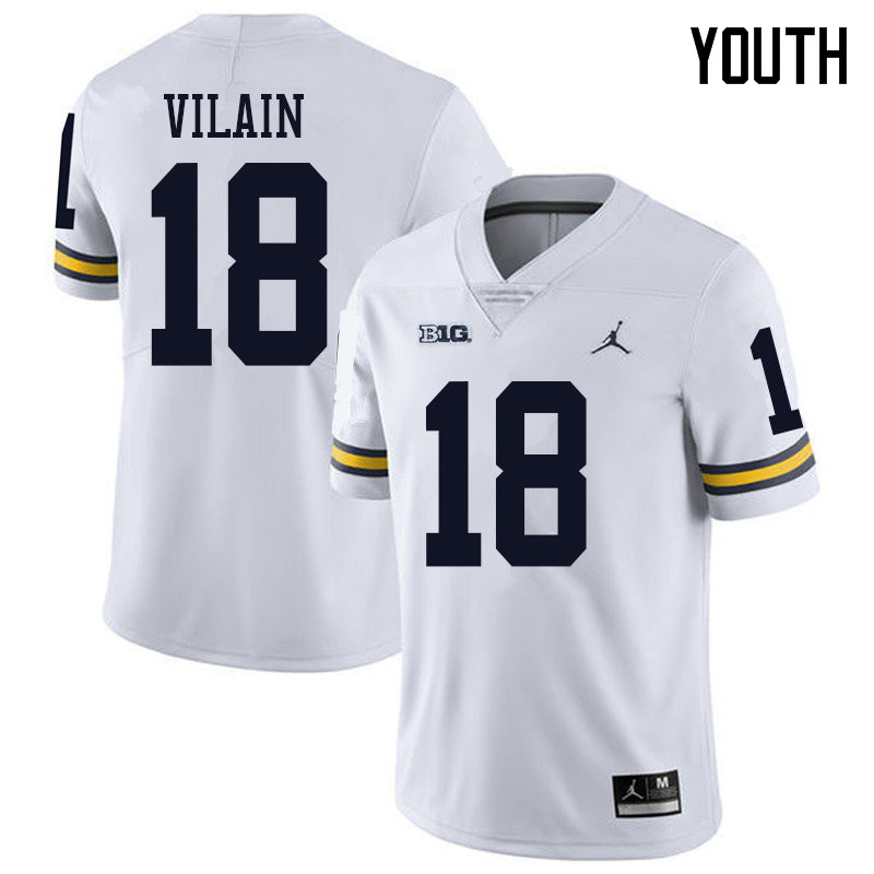Jordan Brand Youth #18 Luiji Vilain Michigan Wolverines College Football Jerseys Sale-White